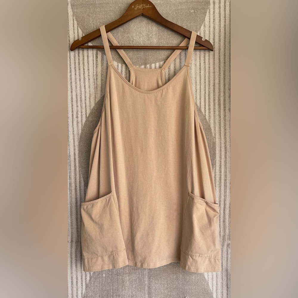 Beige Pocket Cotton Jumpsuit Romper